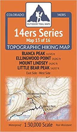 Colorado 14ers Series Map - Blanca Peak, Ellingwood Point, Mount Lindsey, Little Bear Peak