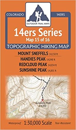 Colorado 14ers Series Map 15 of 16 - Mount Sneffels, Handies Peak, Redcloud Peak, Sunshine Peak