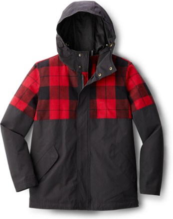 high shine puffer jacket with fur hood