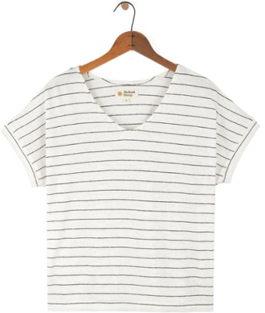 Hemp Stripe V-Neck Shirt - Women's