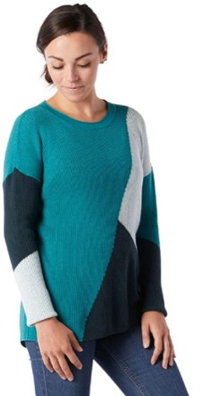 Color Block Rib Crew Sweater - Women's
