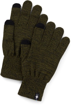 Half Finger Gloves Men's Hand Knit Brown & Green Striped Merino Wool Gloves  With Short Fingers 