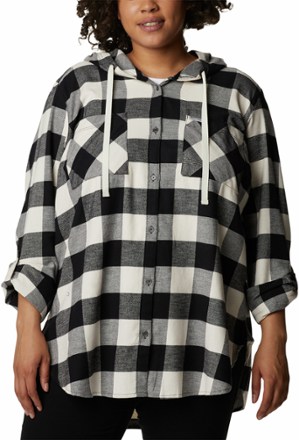 Anytime Stretch Hooded Long-Sleeve Shirt - Women's Plus Sizes
