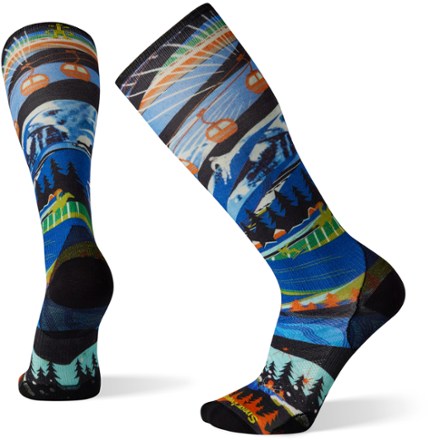 Performance Ski Zero Cushion Skication Print OTC Socks - Men's