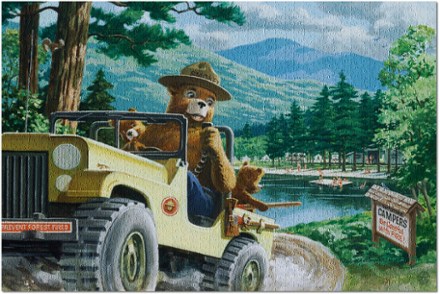 Smokey Bear Leaving in SUV Vintage Poster Puzzle - 1,000 Piece
