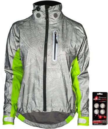 Hi-Vis Torch Cycling Jacket with Beacon Lights - Women's