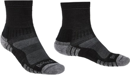 Bridgedale Mens TRAIL Socks Lightweight T2 3/4 Crew Merino Cool Comfort Black 