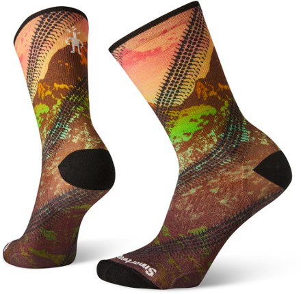 Bike Zero Cushion Mountain Print Crew Socks - Women's