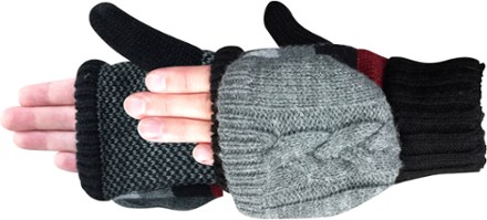 Striped Knit Convertible Mittens - Women's