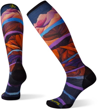 Ski Zero Cushion Mountain Print Over The Calf Socks - Women's