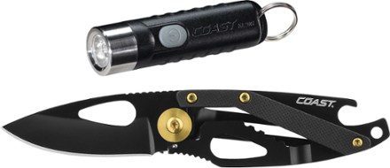 commando light usb rechargeable flashlight pocket knife emergency tool kit 7.75" Tac Force Red Fire Fighter Rescue LED An optimized beam of white light can be activated with one hand once the rubber button is pushed at the base of the tactical flashlight Tac-force Blue Police Spring Assisted