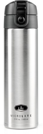 GSI Outdoors MicroLite 500 Flip Vacuum Water Bottle - 17 fl. oz. - Brushed Stainless 0