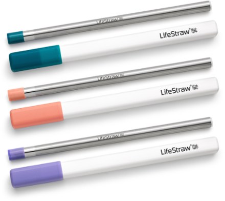 LifeStraw Sip Reusable Stainless-Steel Water Filter Straw - Package of 3