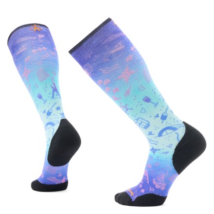 Ski Targeted Cushion Nature Doodles Print Over the Calf Socks