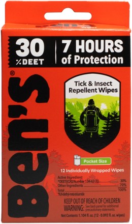 Insect Repellent Wipes - 30 Percent DEET - Package of 12