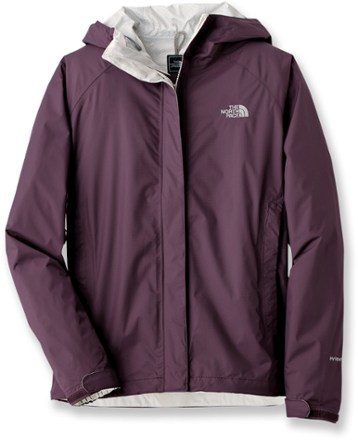 purple north face rain jacket