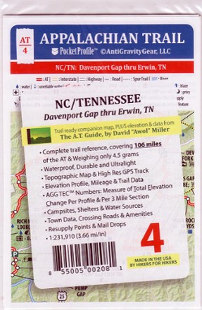 AntiGravityGear Appalachian Trail Pocket Profile Map: North Carolina/Tennessee (Davenport Gap - Erwin, TN)