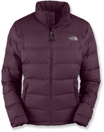 purple north face puffer jacket