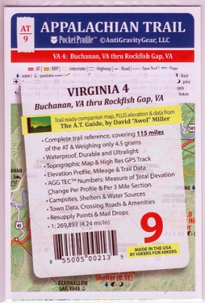 Appalachian Trail Pocket Profile Map: Virginia 4 (Buchanan, VA - Rockfish Gap, VA)