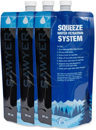 32 fl. oz. Water Filter Squeeze Pouch - Package of 3