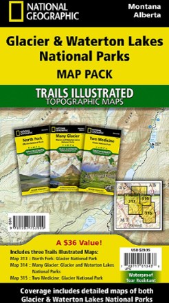 Glacier & Waterton Lakes National Parks Topographic Map Pack