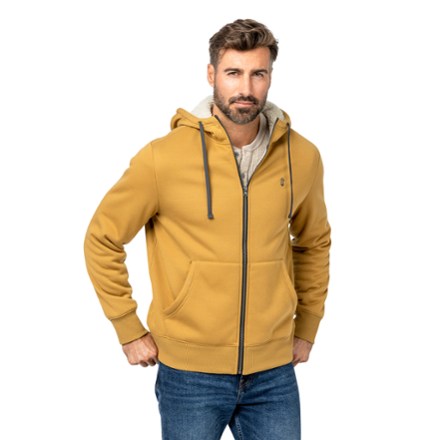 KEFITEVD Heren hoodie met sherpa fleece voering, capuchon, ritssluiting, winddicht, warme winter hoodie met zakken, Zwart, M